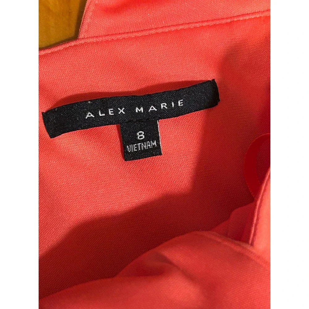 Alex Marie Coral Pink Wide Leg Jumpsuit Sleeveless Surplice Tie Waist Size 8 - Picture 7 of 13